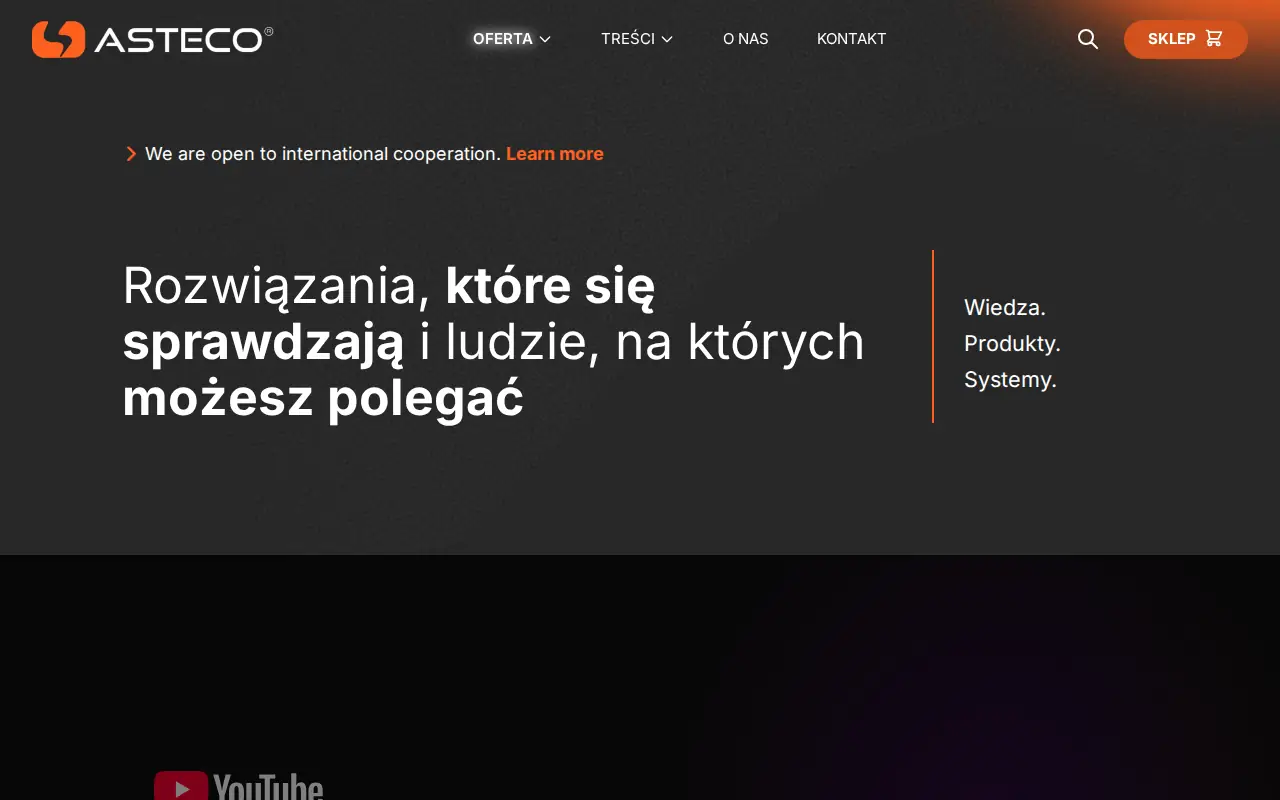 Zrzut ekranu strony głównej asteco.pl
