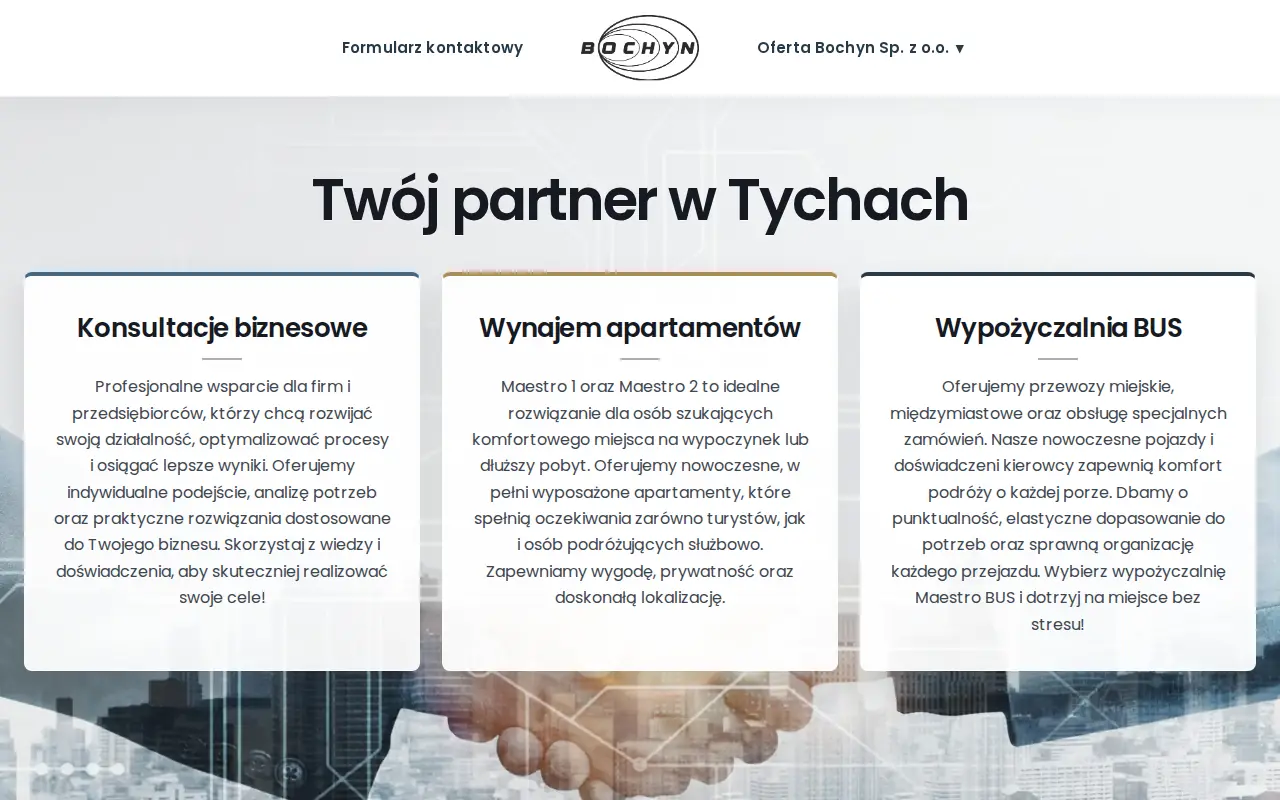 Zrzut ekranu strony głównej bochyn.pl